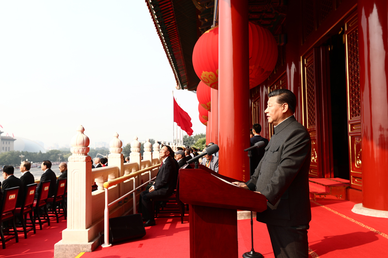 10月1日上午，慶祝中華人民共和國成立70周年大會在北京天安門廣場隆重舉行。中共中央總書記、國家主席、中央軍委主席習近平發(fā)表重要講話。