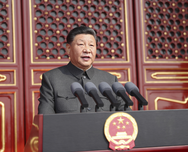 10月1日上午，慶祝中華人民共和國成立70周年大會在北京天安門廣場隆重舉行。中共中央總書記、國家主席、中央軍委主席習近平發(fā)表重要講話。